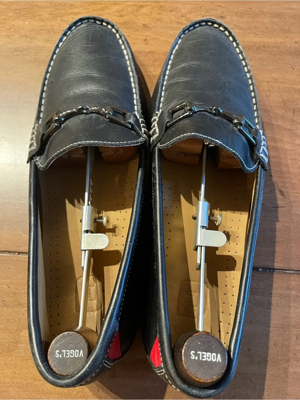 FootJoy Black Leather Bit Loafers with White Stitching